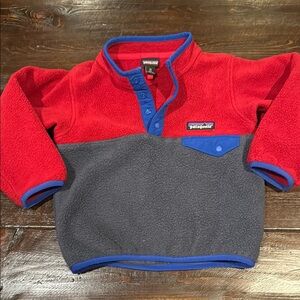 Patagonia Red and Gray Fleece Pullover
